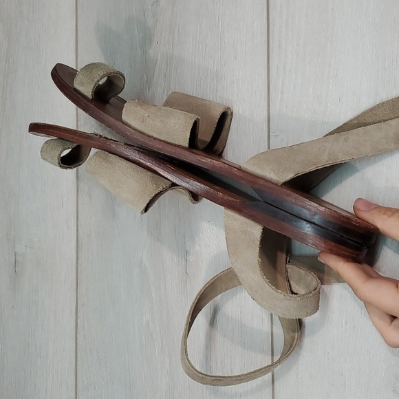 Free People Womens Torrence Suede Lace Up Taupe Sandals shoes sz 39/8.5-9 - Picture 7 of 14